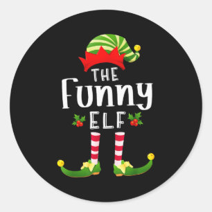 Funny Christmas Elf Matching Pajama X-mas Party Classic Round Sticker