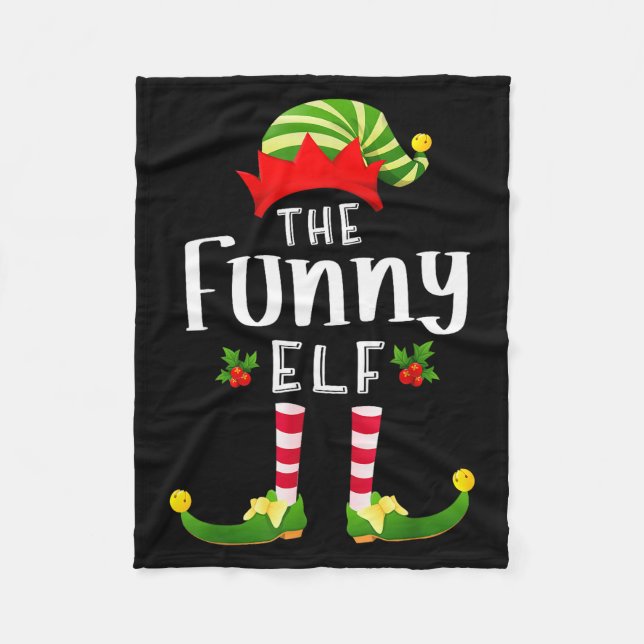Funny Christmas Elf Matching Pajama X-mas Party  Fleece Blanket (Front)