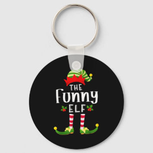 Funny Christmas Elf Matching Pajama X-mas Party  Keychain