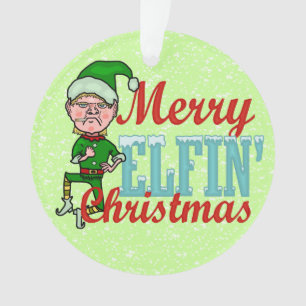 Funny Christmas Elf Merry Elfin Bah Humbug Ornament