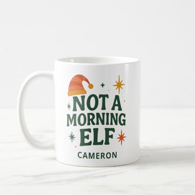 Funny Christmas Elf Morning Lazy Personalized Coffee Mug (Left)