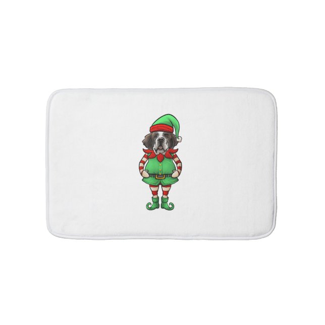 Funny Christmas Elf St Bernard Dog Saint Bernard  Bath Mat (Front)