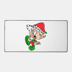 Funny Christmas Elf Xmas Holiday Joke Desk Mat