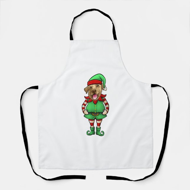Funny Christmas Elf Yellow Lab Dog Yellow Labrador Apron (Front)
