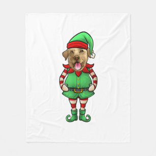 Funny Christmas Elf Yellow Lab Dog Yellow Labrador Fleece Blanket