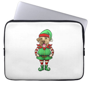 Funny Christmas Elf Yellow Lab Dog Yellow Labrador Laptop Sleeve