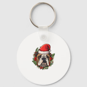 Funny Christmas English Bulldog  Keychain