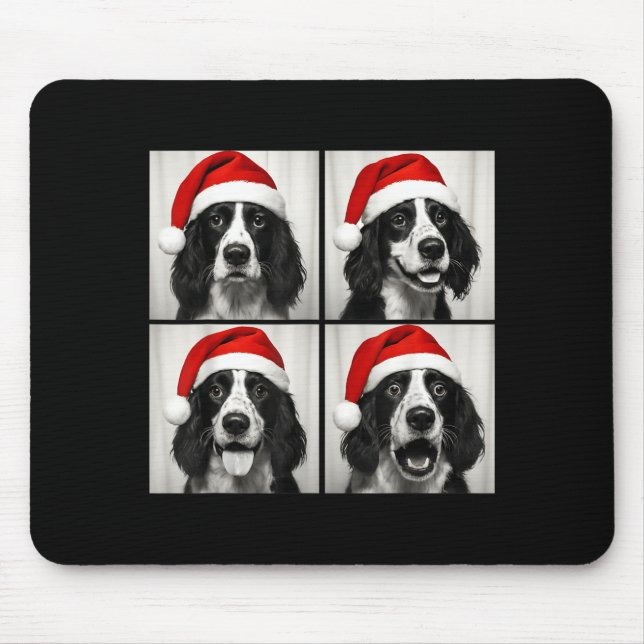 Funny Christmas English Springer Spaniel Santa Pho Mouse Pad (Front)