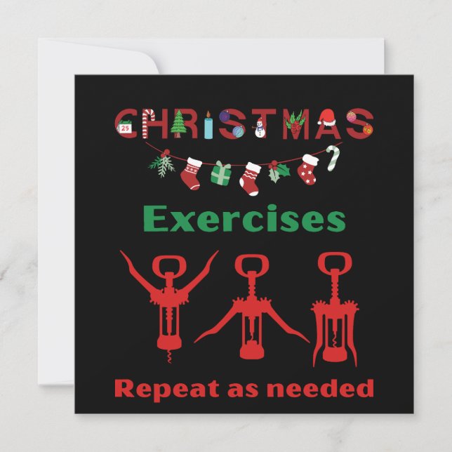 Funny Christmas Exercises Repeat As Needed  Holiday Card (Front)
