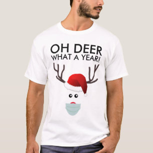 Funny Christmas Face Mask Reindeer Family T-Shirt