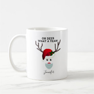 Funny Christmas Face Mask Reindeer Personalized Coffee Mug