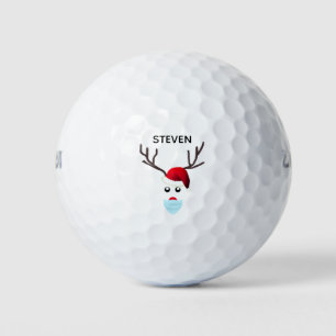 Funny Christmas Face Mask Reindeer Personalized Golf Balls