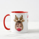 Funny Christmas Faces Mug<br><div class="desc">Funny faces in Christmas theme of an elf, Santa and reindeer. Customize with your photos.</div>