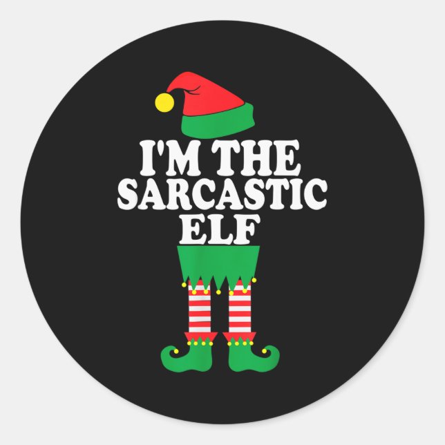 Funny Christmas Family I'm The Sarcastic Elf  Classic Round Sticker (Front)