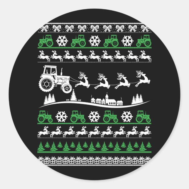 Funny Christmas Farmer Farming Classic Round Sticker (Front)