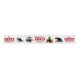 Funny Christmas Farts and Pooping Dogs Grosgrain Ribbon