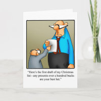 Funny Christmas "First Christmas List Draught " Ca