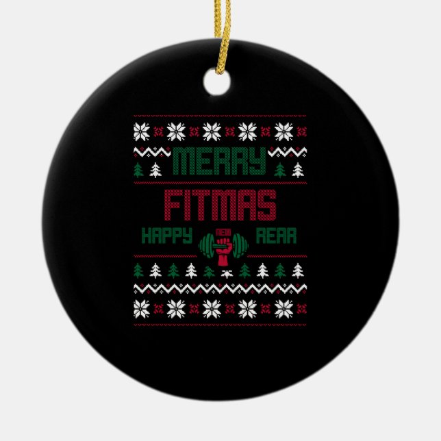 Funny christmas fitness product - perfect gift ceramic ornament (Front)