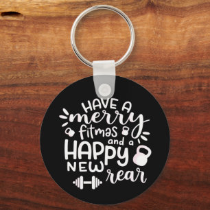 Funny Christmas Fitness Sarcastic Gym Holiday Gift Keychain