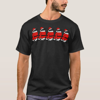 Funny Christmas Five Santa Claus Penguins T-Shirt