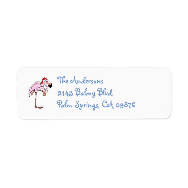 Funny Christmas Flamingo Address Label (Front)
