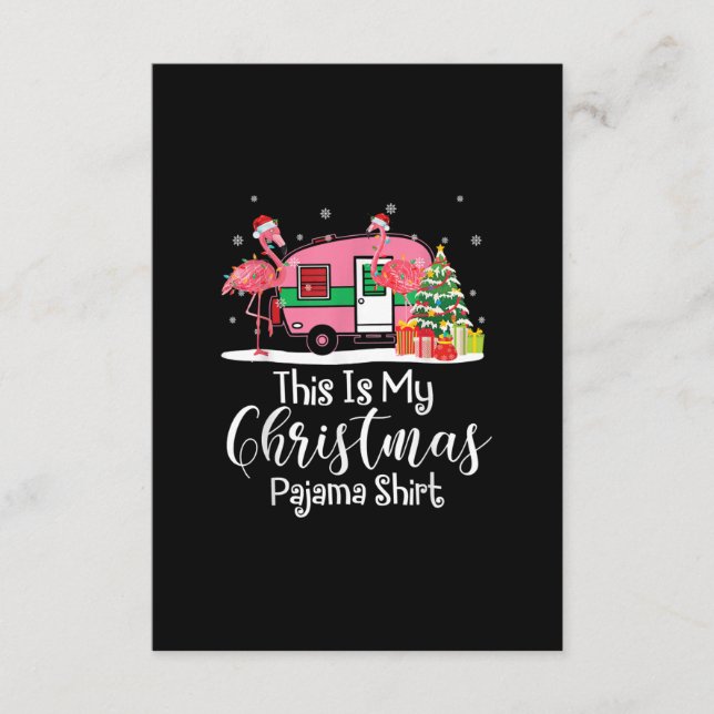 Funny Christmas Flamingo Camper Gifts Enclosure Card (Front)
