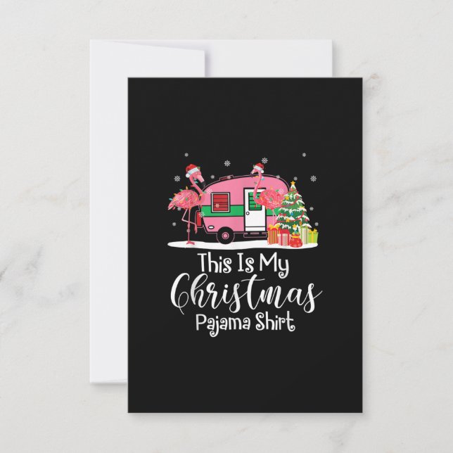 Funny Christmas Flamingo Camper Gifts RSVP Card (Front)