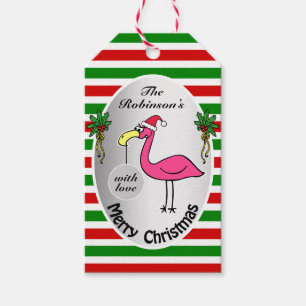 Funny Christmas Flamingo Red and Green Cute Humour Gift Tags