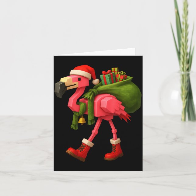 Funny Christmas Flamingo Santa Holiday Design  Card (Front)