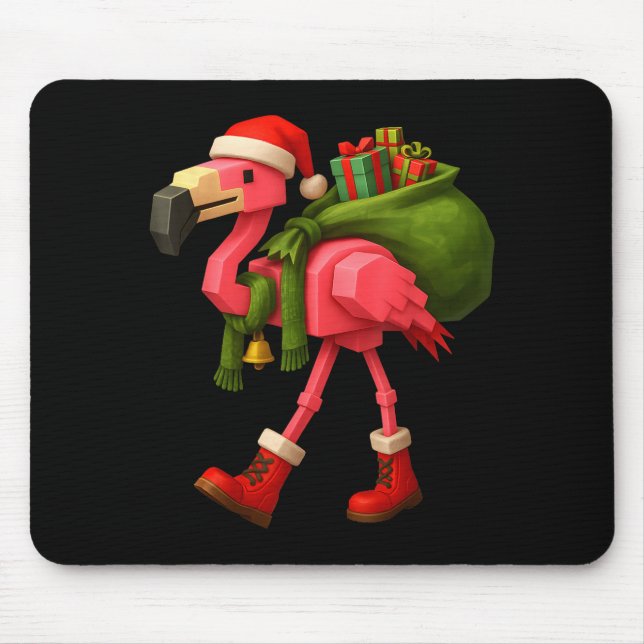Funny Christmas Flamingo Santa Holiday Design  Mouse Pad (Front)