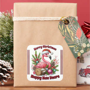 Funny Christmas flamingo  Square Sticker