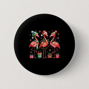 Funny Christmas Flamingos 2 Inch Round Button