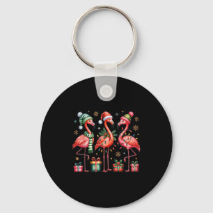Funny Christmas Flamingos  Keychain