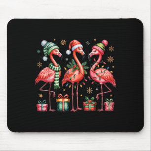 Funny Christmas Flamingos  Mouse Pad