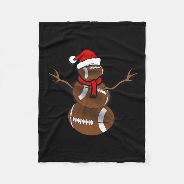 Funny Christmas Football Ball Santa Snowman  Fleece Blanket (Front)