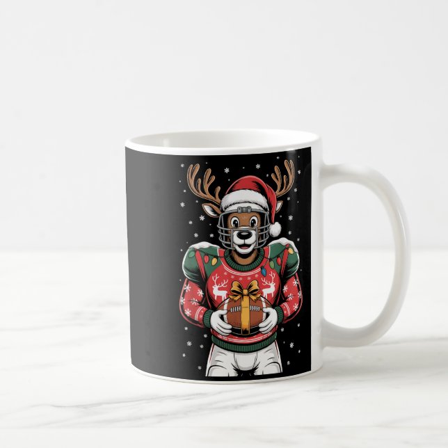 Funny Christmas Football Reindeer  Coffee Mug (Right)