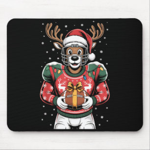 Funny Christmas Football Reindeer Mouse Pad
