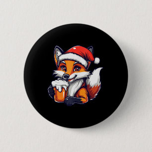 Funny Christmas Fox With Beer Comic 2 Inch Round Button