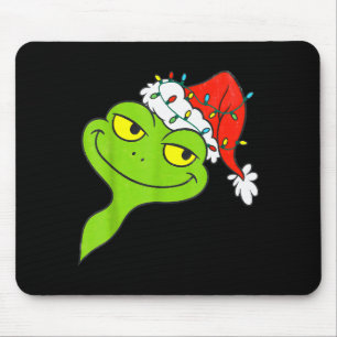 Funny Christmas Frog Wearing Santa Hat And Lights Mouse Pad