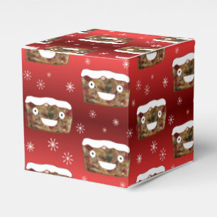 Funny Christmas Fruitcake Pattern Red Favor Box