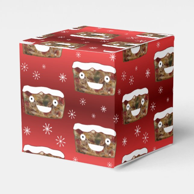 Funny Christmas Fruitcake Pattern Red Favor Box (Front Side)