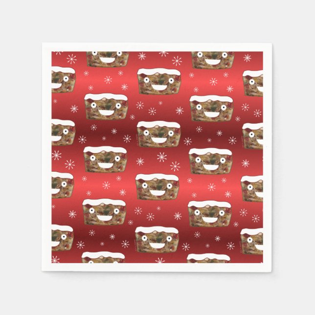 Funny Christmas Fruitcake Pattern Red Napkin (Front)