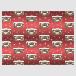 Funny Christmas Fruitcake Pattern Red Tissue Paper