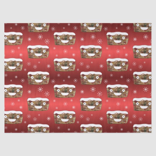 Funny Christmas Fruitcake Pattern Red Tissue Paper (Front)