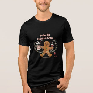 Funny Christmas Fuelled By Cookies & Chaos Ginge Tri-Blend Shirt
