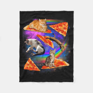 Funny Christmas Galaxy Cat In Space Cat Riding Zza Fleece Blanket