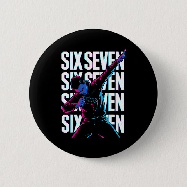 Funny Christmas Gamer Dabbing Xmas Dab Six Seven 6 2 Inch Round Button (Front)
