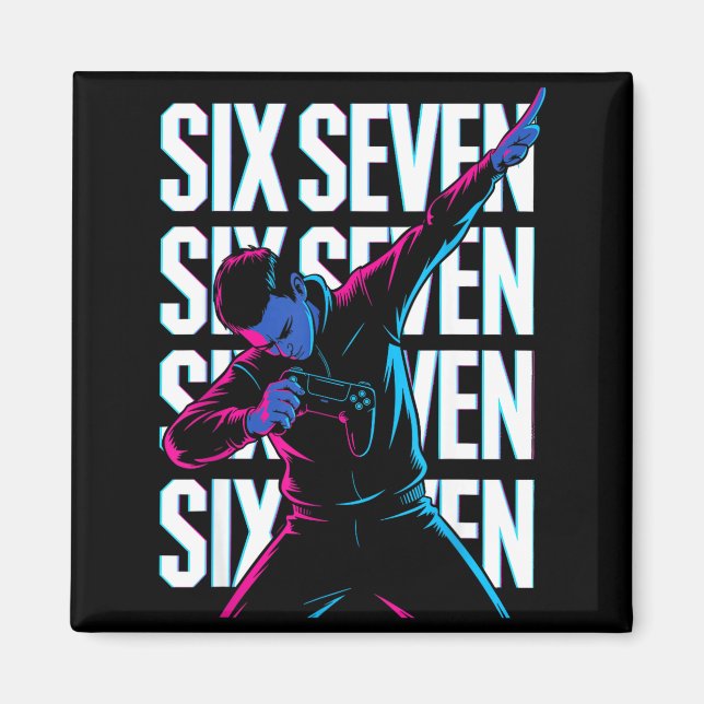 Funny Christmas Gamer Dabbing Xmas Dab Six Seven 6 Magnet (Front)