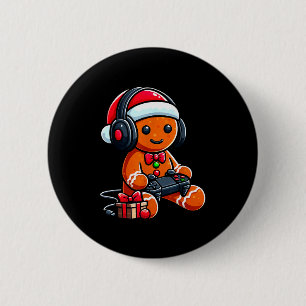 Funny Christmas Gamer Gingerbread Xmas Gaming Men  2 Inch Round Button
