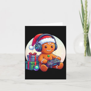 Funny Christmas Gamer Gingerbread Xmas Gaming Men  Card